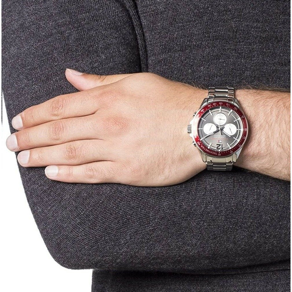 Tommy Hilfiger Luke Men s Watch Silver Red wristkingsuk